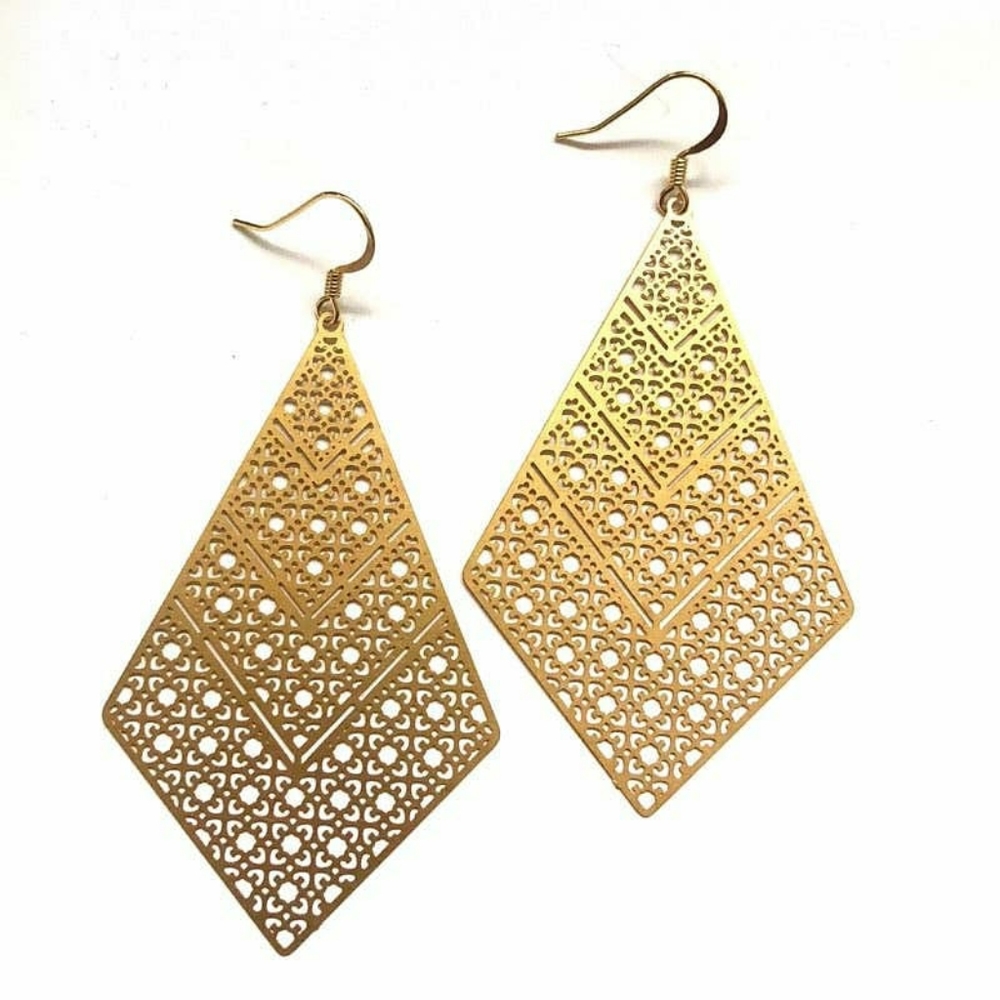 Nikki Smith Gold Plated Trellis Drop Earring